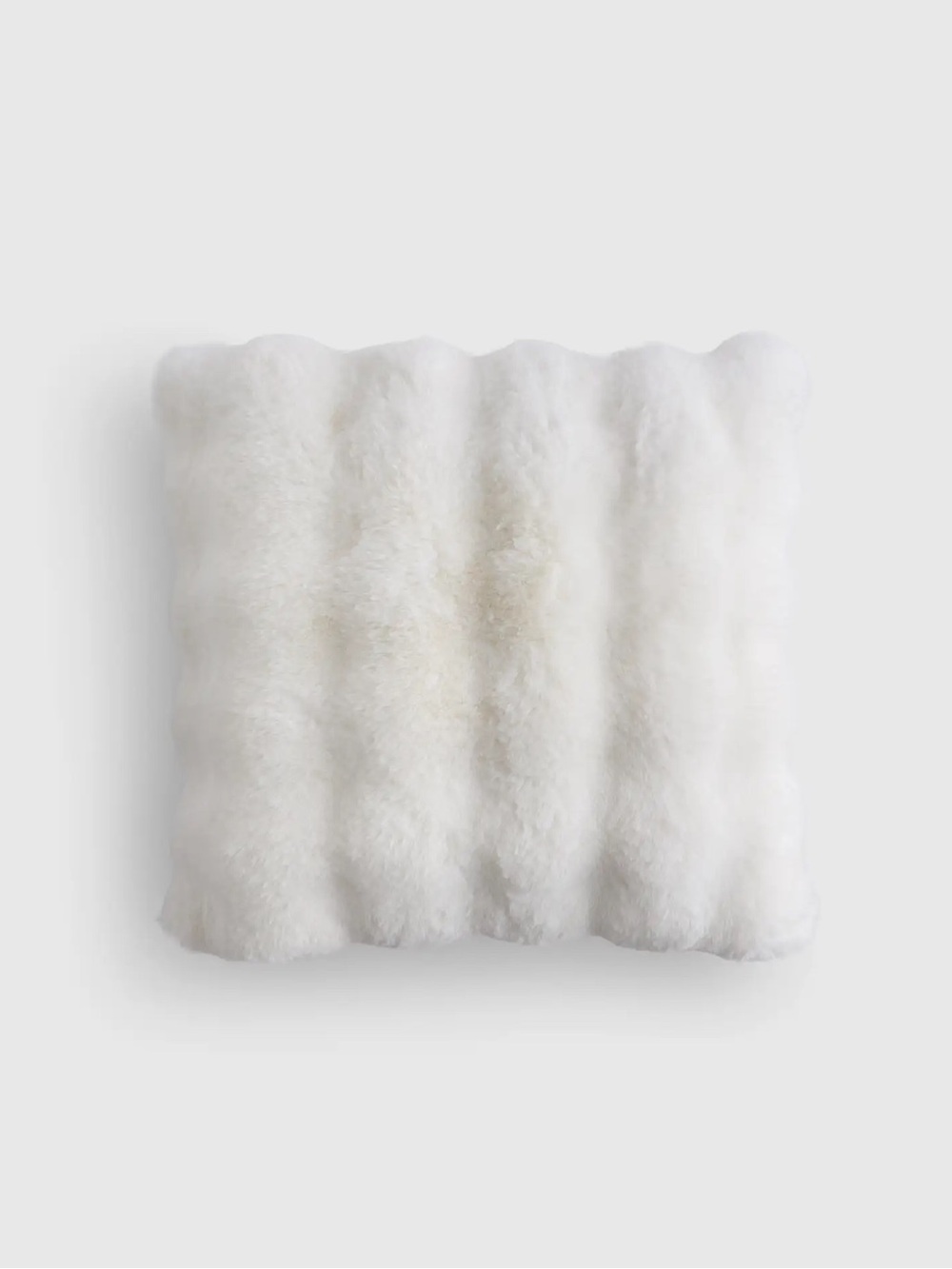 Quince Ruched Faux Fur Pillow Cover 20x20 Ivory White Plush Cozy Throw Pillow
